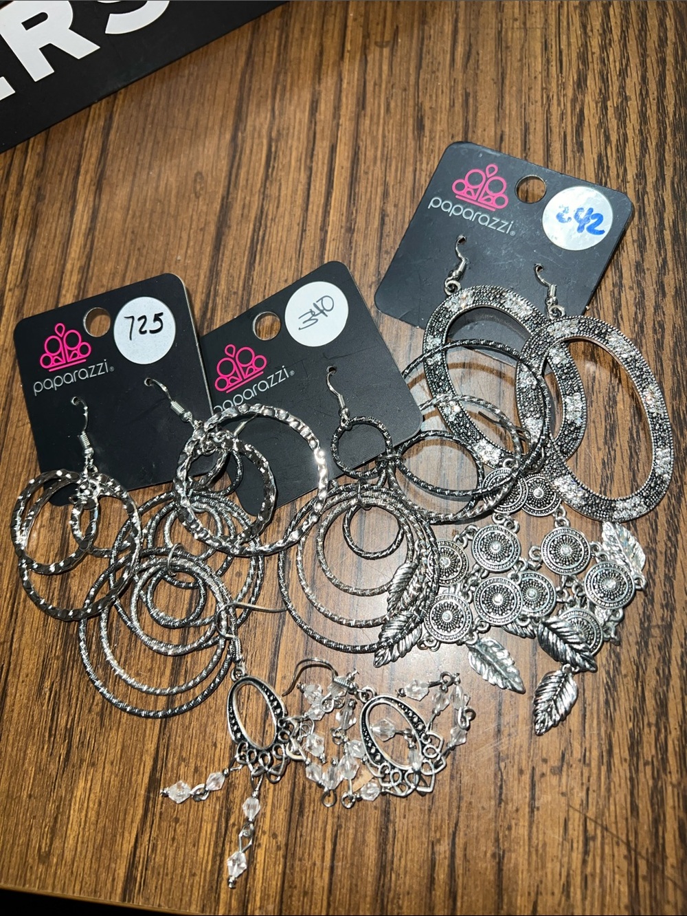paparazzi Silver Multi-Pair Hoop and Chandelier Earring Set